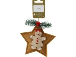 Stern zum Hängen aus Holz mit Filz Ø 12,5 cm Braun