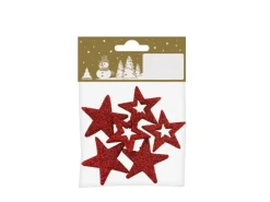Sterne Styropor mit Glitzer 2 Arten 3,5 cm Rot 6 Stück