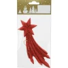 Sternschnuppe aus Kunststoff 15,5 cm Rot Glitter