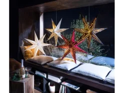 Sterntaler Dekostern Weihnachtsstern Papier Samt Faltstern 75cm Innen Glühbirne Netzstecker Weiß