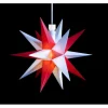 Sterntaler Dekostern Weihnachtsstern Mini-Stern Kunststoff 18-Zacker 12cm Innen LED Batterie mit Timer & Fernbedienung Weiß-Rot
