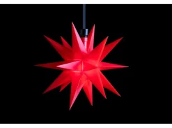 Sterntaler Dekostern Weihnachtsstern Kunststoff 18-Zacker mit Timer 16cm Außen LED Batterie Rot