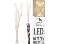 Ästestrauch mit LED 2-fach Sortiert 40 cm Braun-Beige-Creme