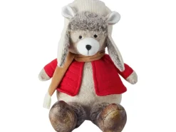 Stoffbär 30 cm Beige-Rot