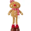 Stoff-Lebkuchenfigur Stehend Braun-Rot-Weiß 16 cm x 8 cm x 40 cm