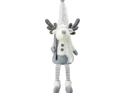 Stoff-Rentier Junge 23 cm x 18 cm x 45,5 cm Grau-Weiß