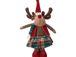 Stoff-Rentier Rock Pop-Up-Beine Braun-Rot-Grün 25 cm x 18 cm x 65 cm