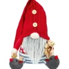 Stoff-Weihnachtsmann mit Teddy 30 cm Rot-Grau