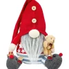 Stoff-Weihnachtsmann mit Teddy 23 cm Rot-Grau