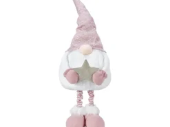 Stoff-Weihnachtsmann Pop-up Stehend Rosa-Weiß 94 cm x 14 cm x 30 cm