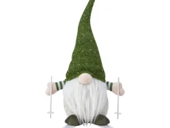 Stoff-Weihnachtsmann Stehend Grün-Weiß