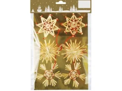 Strohsterne um Hängen Ø 6 cm -7 cm Natur 6 Stück