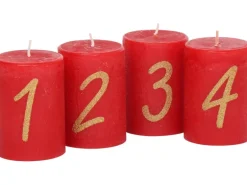 Stumpenkerze 80/58 mm Rubin 4er-Pack