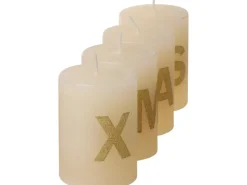 Stumpenkerze X-MAS 80/58 mm Creme 4er-Pack