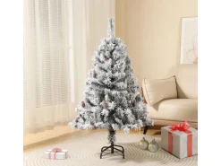 Svita Weihnachtsbaum Künstlich Schnee Mit Tannenzapfen Und Beeren 371 Zweig-Spitzen Inkl. Ständer Luvi-Nadeln 150cm