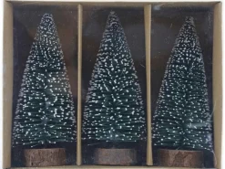 Tannenbäume Kunststoff mit Holz 12,5 cm 3er-Set