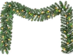 Tannengirlande mit LED-Beleuchtung 270 cm Grün
