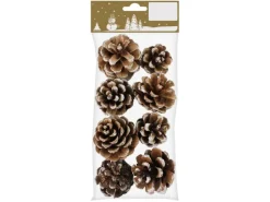 Tannenzapfen Natur mit Weißen Spitzen und Draht zum hängen 8 Stück ca. 5 cm