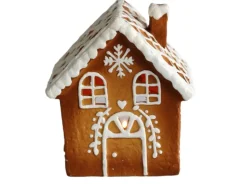 Teelichthalter Lebkuchenhaus 15 cm Braun