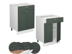 Vicco Badschrank Fame-Line Grün-Gold Landhaus/Weiß 60 x 82 cm mit Schublade ohne Arbeitsplatte