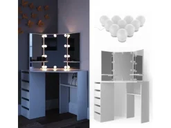 Vicco Eckschminktisch Arielle Weiß 110 cm mit LED Beleuchtung