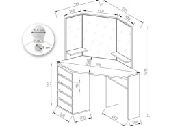 Vicco Eckschminktisch Arielle Weiß 110 cm mit LED Beleuchtung