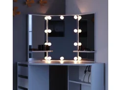 Vicco Eckschminktisch Arielle Weiß 110 cm mit LED Beleuchtung