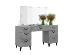 Vicco Schminktisch Anett Grau 150 cm mit LED Beleuchtung