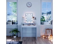 Vicco Schminktisch Ania Weiß 80 cm mit LED Beleuchtung