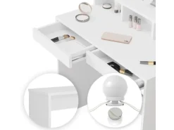 Vicco Schminktisch Ania Weiß 80 cm mit LED Beleuchtung und Bank