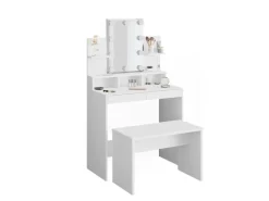 Vicco Schminktisch Ania Weiß 80 cm mit LED Beleuchtung und Bank