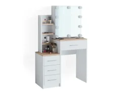 Vicco Schminktisch Conrada Weiß/Sonoma/Sonoma 36 cm mit LED Beleuchtung