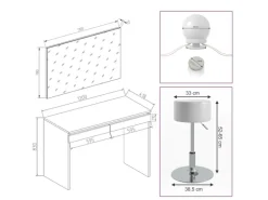 Vicco Schminktisch Emma Weiß 120 cm mit LED Beleuchtung und Hocker