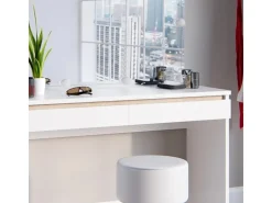 Vicco Schminktisch Emma Weiß 120 cm mit LED Beleuchtung und Hocker