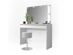 Vicco Schminktisch Emma Weiß 120 cm mit LED Beleuchtung und Hocker