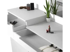 Vicco Schminktisch Lilli Weiß 135 cm mit LED Beleuchtung und Bank