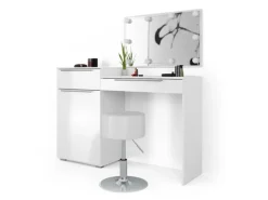 Vicco Schminktisch Lilli Weiß 135 cm mit LED Beleuchtung und Hocker