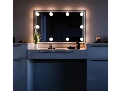 Vicco Schminktisch Lilli Weiß 190 cm mit LED Beleuchtung