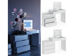 Vicco Schminktisch Lotos Weiß 117.4 cm mit LED Beleuchtung
