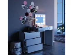 Vicco Schminktisch Lotos Weiß 117.4 cm mit LED Beleuchtung