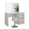 Vicco Schminktisch Marla Weiß Hochglanz 120 cm mit Spiegel Hocker LED-Lichterkette