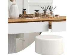 Vicco Schminktisch Melisa Weiß/Eiche 120 cm mit LED Beleuchtung und Hocker