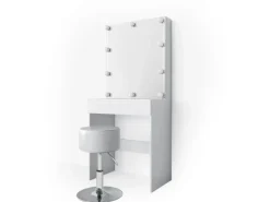 Vicco Schminktisch Melle Weiß 68 cm mit LED Beleuchtung und Hocker