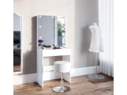 Vicco Schminktisch Melle Weiß 68 cm mit LED Beleuchtung und Hocker