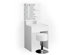 Vicco Schminktisch Ruben Weiß 60 cm mit LED Beleuchtung und Hocker