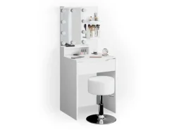 Vicco Schminktisch Ruben Weiß 60 cm mit LED Beleuchtung und Hocker