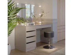 Vicco Schminktisch Sherry Cashmere 120 cm mit Spiegel Hocker & LED-Beleuchtung