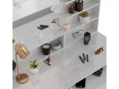 Vicco Schminktisch Sherry Weiß 55 cm mit LED Beleuchtung und Spiegelregal