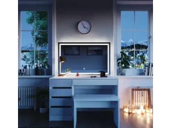 Vicco Schminktisch Sherry Weiß 55 cm mit LED-Spiegel und Bank