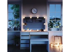 Vicco Schminktisch Sherry Weiß/Sonoma/Sonoma 55 cm mit LED Beleuchtung und Bank